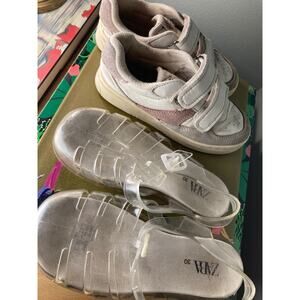 Zara Leather Sneakers & Jelly Fisherman Sandals TWO Pairs! Size 30 EU/ 12.5 US